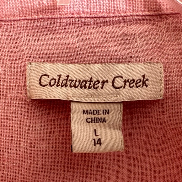Coldwater Creek Pink Linen Top Size L 14 - Picture 4 of 5